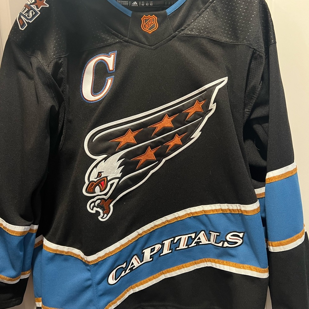 Adidas Black and Blue Capitals Hockey Jersey *Rare